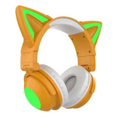 (orange no retail box) RGB Cat Ear Wireless Headsets with Mic 7.1 Stereo Music Bluetooth 5.0