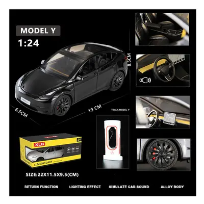 (Black) 1:24 Simulation for Tesla MODEL Y SUV Alloy Cars Toy Diecasts Vehicles Metal Model Car D