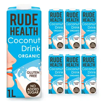 Rude Health 6x1 Litre Organic Coconut Dairy Alt Milk 100% Natural Organic Drink Lactose Free Dai