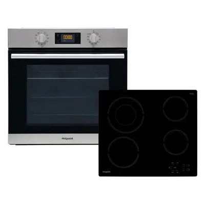 Hotpoint HotSA2Ceram Single Oven & Ceramic Hob Built In Stainless Steel / Black