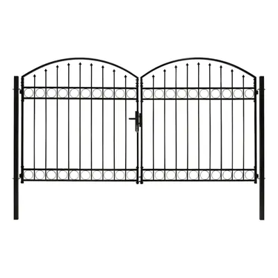 (300 x cm) vidaXL Fence Gate Double Door with Arched Top Steel Black Barrier Multi Sizes