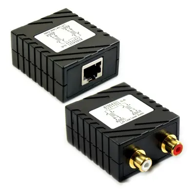 2 RCA Audio Cable Extender Balun Up To 300m CAT5e CAT6 Phono Long Distance