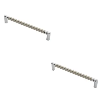 2x Larged Round Bar Mitred Door Handle x 19mm Polished Chrome Satin Nickel