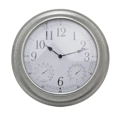 Galvanized Metal Wall Clock Temperature Humidity Weather Station | Hygrometer Thermometer Wall M