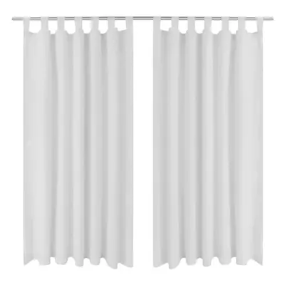 (white) vidaXL 2x Micro-Satin Curtains with Loops Window Drapes Multi Sizes/Colours