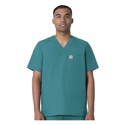 Carhartt Men's Force V-Neck Shirttail Top Teal Blue X-Large