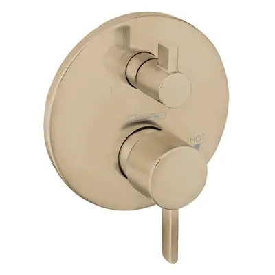 hansgrohe Ecostat Modern 2-Handle Pressure Balance Shower Valve Trim with Diverter in Brushed Br