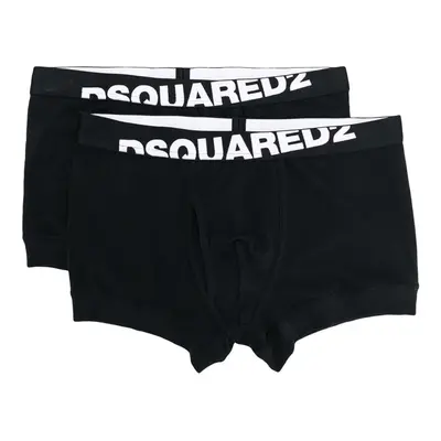 DSQUARED2 Men's 2-Pack Angled Logo Low-Rise Boxer Trunks Black Medium