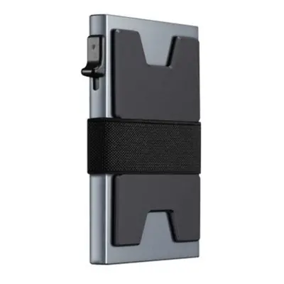 (gray) Men&apos;s Business Automatic Card Snapping Metal Box Rfid Anti Theft Swipe Card Bag Cred