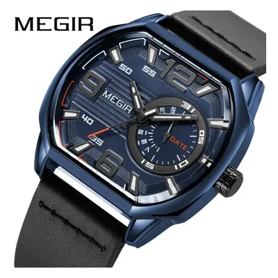 (Blue) MEGIR Business Watches for Men Top Brand Luxury Stylish Man Watch Military Quartz Clocks 