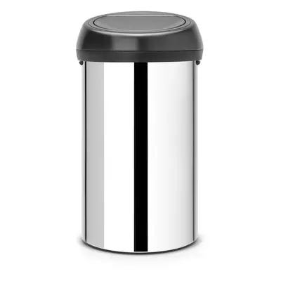 Brabantia Touch Bin, L - Brilliant Steel with Matt Black Lid