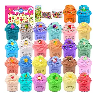 KelvSbem Pack Mini Butter Slime Kit, Fruit Scented Slime with Cute peachybbies Watermelon Lemon 