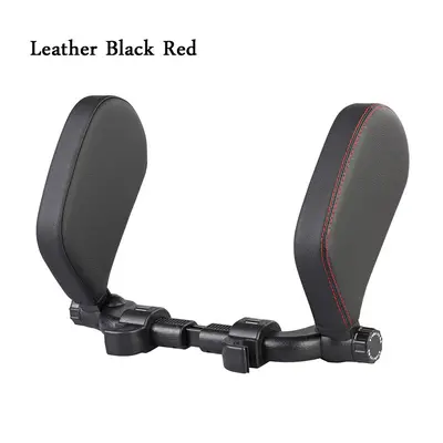 (Leather Black Red) Car Seat Headrest Neck Pillow Travel Cushion For Sleep Car Pillow Neck