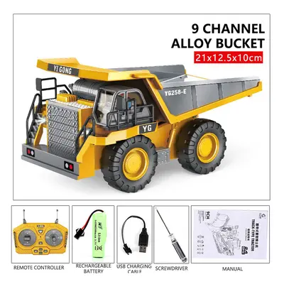 (9CH Dump truck) RC Excavator Dumper Car 2.4G Remote Control Engineering Vehicle Crawler Truck B