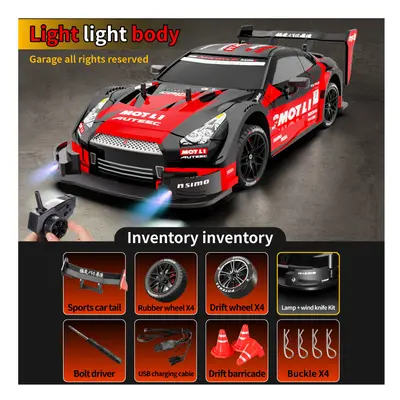 (8801-Red-1B) New Half-scale Four-wheel Drive Remote Control Car 4*4 Drive 30km High Speed Drift