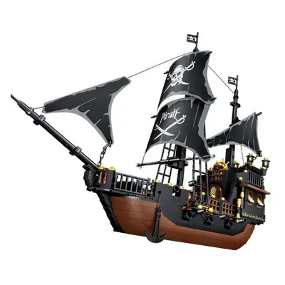 (as the picture) Building Block Pirate Stronghold Black Pearl Boat Royal Navy Warship Port Brick