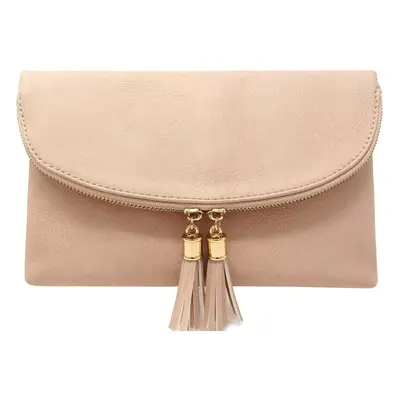 Solene Women's Envelop Clutch Crossbody Bag With Tassels Accent (WU075