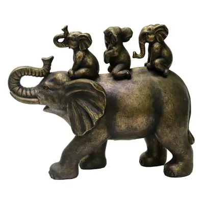 Natures Mark H Baby Elephants Riding an Elephant Resin Statue Figurine Home Decorative Accent De