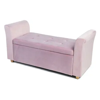 (Pink) Emma Velvet Ottoman Padded Storage Bench