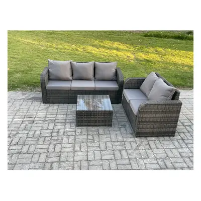 Fimous PE Rattan Garden Furniture Sets Seater Outdoor Lounge Sofa Set Square Coffee Table