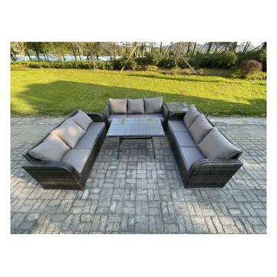 Fimous Seater Wicker Rattan Garden Furniture Set with Rectangular Dining Table Side Table Patio 