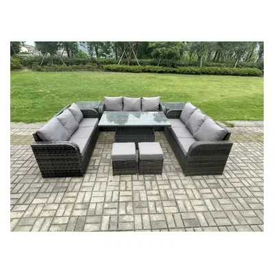 Fimous Seater Garden Dining Sets Outdoor Rattan Furniture Lounge Sofa Height Adjustable Rising l