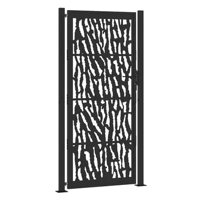 (steel/black, x cm/trace design) vidaXL Garden Gate 105x180 cm Weathering Steel Flame Design fen