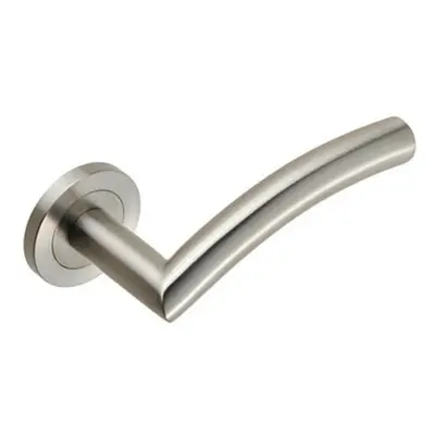 Curved Round Bar Handle on Round Rose Concealed Fix Satin Stainless Steel