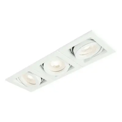 Triple Square Adjustable Head Ceiling Spotlight White GU10 50W Box Downlight