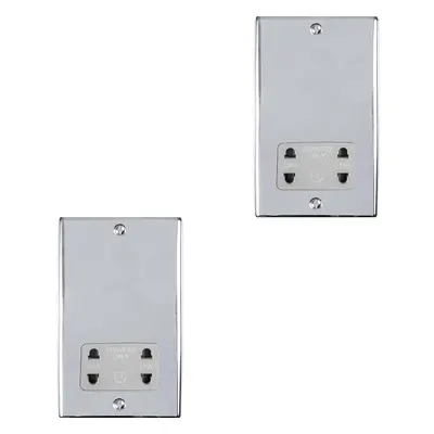 2 PACK 230V & 115V Shaver Twin Socket Wall Plate CHROME & GREY Trim 86mm x 146mm