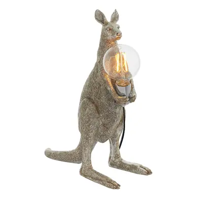 Vintage Silver Kangaroo Table Light - Resin Figure - Chrome Plated Lamp Holder