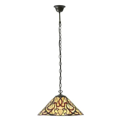 Tiffany Glass Hanging Ceiling Pendant Light Dark Bronze Cream Lamp Shade i00150