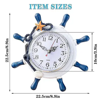 Wheel Wall Clock Decoration, Hanging Ship Wheel Clock, Mediterranean Style Anchor Clock,nautical