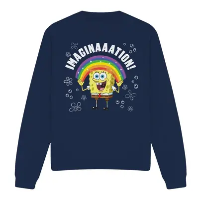 (M, Navy) SpongeBob SquarePants Unisex Adult Imagination Sweatshirt