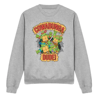 (L, Sport Heather) Teenage Mutant Ninja Turtles Unisex Adult Cowabunga Dude Sweatshirt