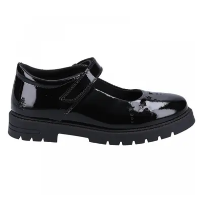 (7 (Adults'), Black) Sabrina Patent SNR Black Girls Rip-Tape School Shoes