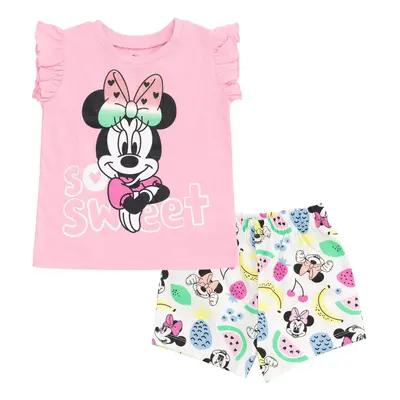 Disney Minnie Mouse Toddler Girls T-Shirt and Bike Shorts Twill Outfit