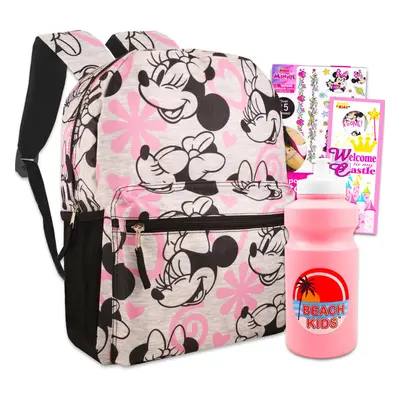 Disney Minnie Mouse Large Travel Backpack for Girls Set - Bundle of Minnie Mouse Backpack for Tr