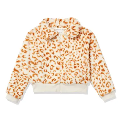 Amazon Essentials Girls' Faux Fur Jacket Cream Leopard X-Small