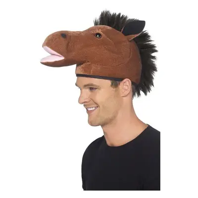 Smiffy's Horse Hat With Mane - Brown - hat horse smiffys fancy dress mens brown accessory adult 