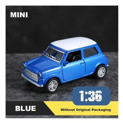 (M-Blue) 1:36 Alloy Vintage Diecast Car Model FIAT MINI Classic Pull Back Car Model Miniature Ve