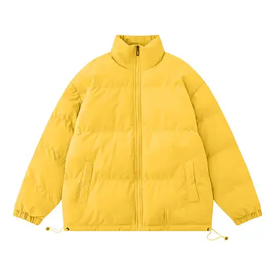 (Yellow, L) Waterproof Winter Coat Y2k Solid Harajuku Puffer Jacket Men Oversized Black Bubble C