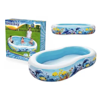 Ocean-Themed Inflatable Pool 262x157x46 cm for Kids & Family