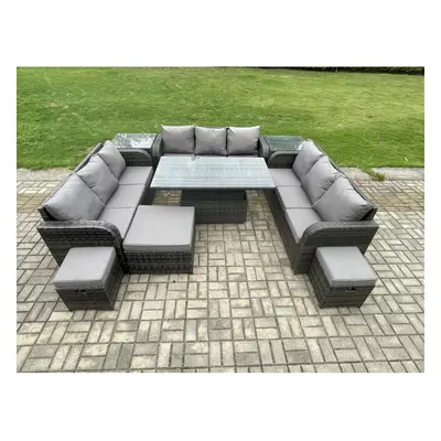 Fimous Seater Garden Dining Sets Outdoor Rattan Furniture Lounge Sofa Height Adjustable Rising l