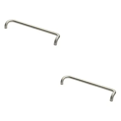 2x Cranked Pull Handle x 30mm 600mm Fixing Centres Satin Stainless Steel