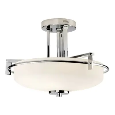 IP44 Bulb Semi Flush Light Opal Etched Glass Polished Chrome LED G9 3.5W