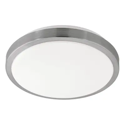 Wall Flush Ceiling Light White Shade White Satined Nickel Plastic Bulb LED 23W