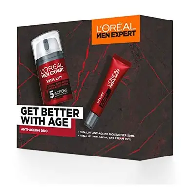 L'Oreal Paris Men Expert Gift Set for Men, Get Better With Age Anti-Ageing Duo: Vitalift Moistur