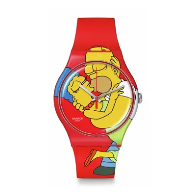 Swatch Simpsons Watch Red Unisex Casual Bio-sourced Quartz Sweet Embra