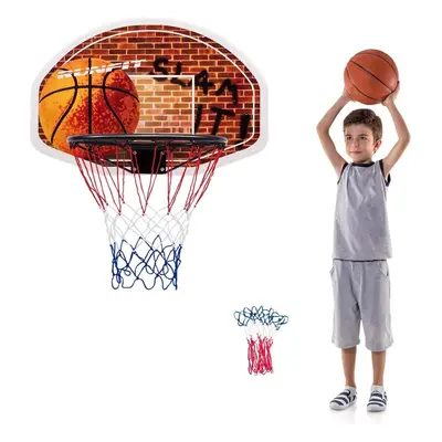 GYMAX Mini Basketball Hoop 29"" x 20"" Wall Mounted Hoop with Spare Net Portable Shatterproof Ba